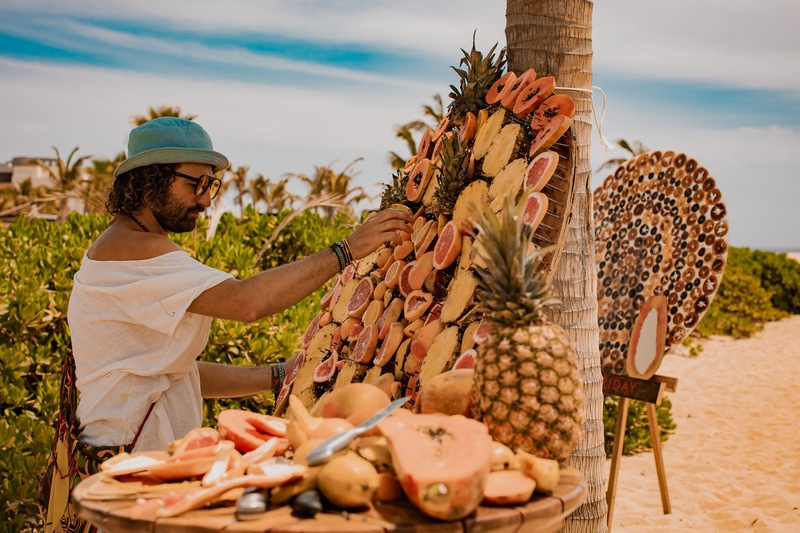 Fruit installation on the beach