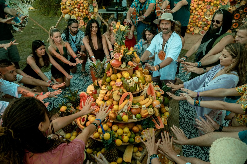 Intimate fruit ceremony gathering